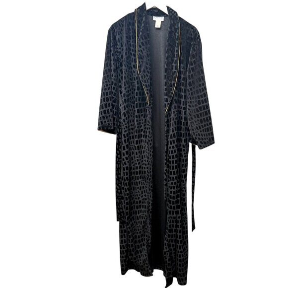 NATORI Black Velvet Robe Size Small Womens Vintage Luxury Loungewear - Picture 6 of 13
